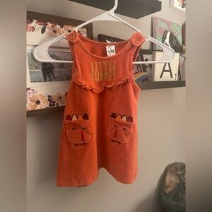 Baby Starters Orange Corduroy 'Little Turkey' Pocket Dress